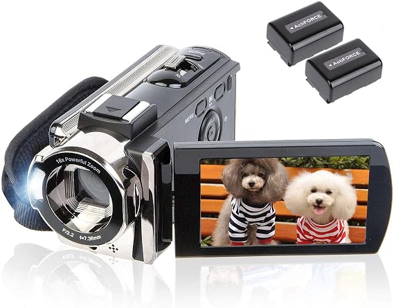 kicteck Video Camera Camcorder Digital Camera Recorder Full HD 1080P 15FPS | 24MP 3.0 Inch 270 Degree Rotation LCD 16X Zoom Camcorder with 2 Batteries(604s)