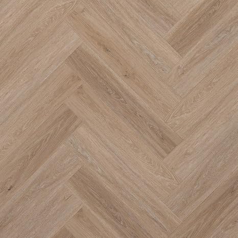 LVT Luxury Vinyl Herringbone Flooring Waterproof Click Fit Wood Effect LVT Floor 2.04m² Pack | Office, Hallway, Kitchen, Dining Room LVT Flooring Pack (Country Oak)