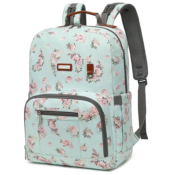 Diaper Bag Backpack, Large Baby Nappy Bags with Portable Changing Pad for Boys and GirlsMultifunction Travel Baby Bag for Moms Dads, Shower Gifts Waterproof and Stylish,Flower Green
