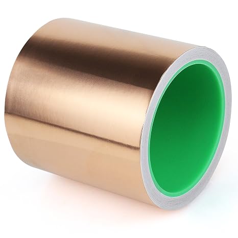 BOMEI PACK Copper Foil Tape,4 Inch x 33 Ft,Wide Roll Copper Tape with Conductive Adhesive for Guitar, Metal Gold Duct Tape for Electrical Repairs, (4 Inch)