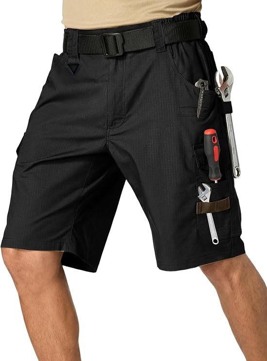 Work Shorts for Men, 14-Pocket Ripstop Cargo with Tool Loops