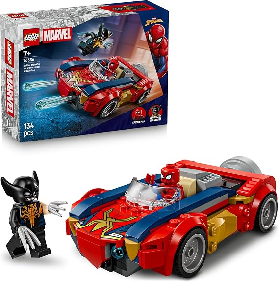 LEGO Marvel Örümcek Adam Arabası, Venomlaşmış Wolverine’e Karşı 76336 | 7 Yaş ve Üzeri Çocuklar için 2 LEGO Minifigürü İçeren Yaratıcı Oyuncak Yapım Seti, Hediye Fikri (134 Parça)