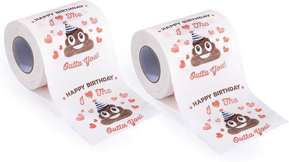 Birthday Gifts for Her, 160 Sheets Happy Prank Toilet Paper, 3-Ply Funny Tissue Toilet Paper Novelty Happy Birthday Decorations for Friends Family- 2Pcs