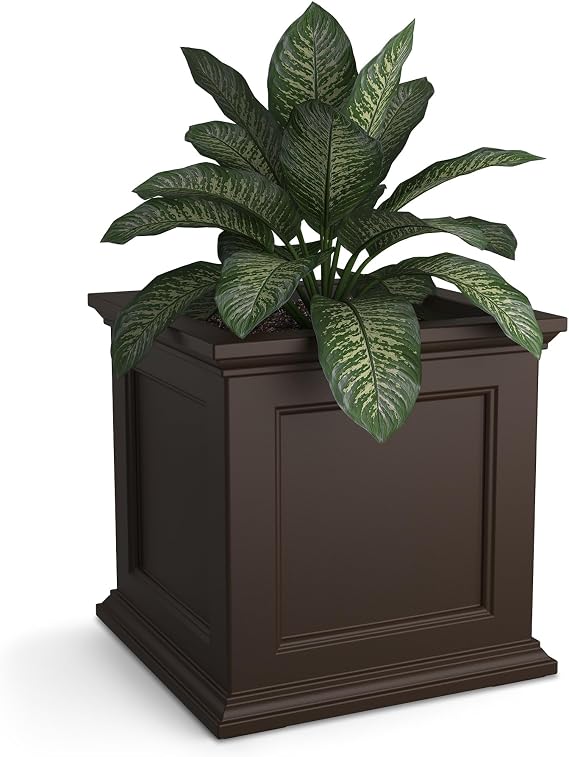 Mayne Fairfield 20in Self-Watering Square Planter, Espresso | Self-watering, All season, Fade resistant, Double-wall design,