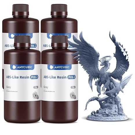 ANYCUBIC 3D Printer Resin, ABS-Like Resin Pro 2 with Enhanced Strength and Toughness, Performance far Superior to ABS-Like Resin, Low Odor, Wide Compatible for All Resin 3D Printers(Grey, 4kg)