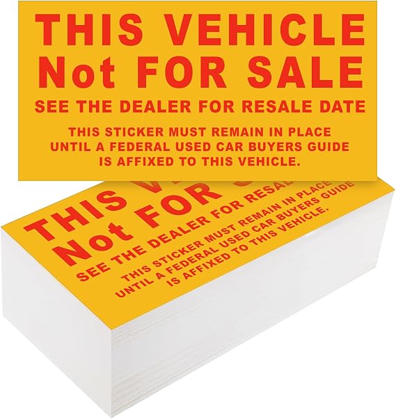 Sayglossy 500 Pcs Car Dealership Supplies This Vehicle Not for Sale Sticker