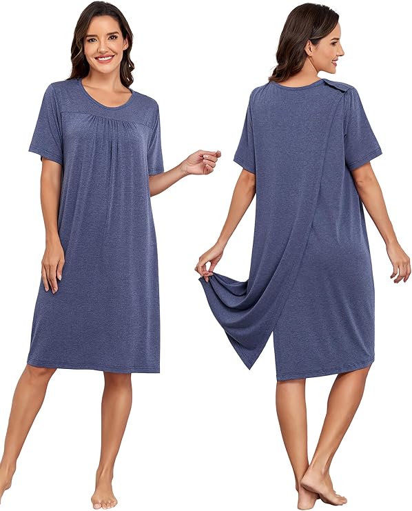 Hospital Gowns for Women Open Back with Snaps Adaptive Nightgown for Shoulder & Rotator Cuff Surgery, Ideal for Elderly