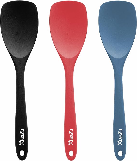 Silicone Spatula Spoon Set,XiaoZu Heat Resistant Rubber Spoonula, Seamless Non-Stick Flexible Scrapers for Baking Mixing Tool,3 Pack, (Assorted)