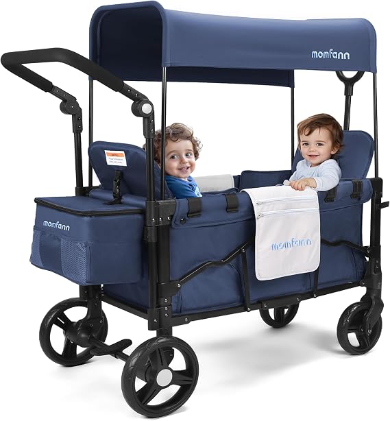 Stroller Wagon for 2 Kids, Baby Wagon Stroller with Adjustable Handle for Kids and Toddlers (Blue)