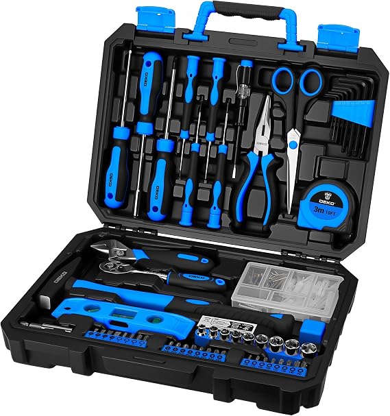 DEKO Tool Kit Set Box Home Repair DIY Tools Basic Hand Toolbox Sets for Home 138Piece,Blue