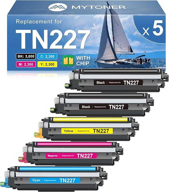 MYTONER TN227 TN-227 TN-227BK/C/M/Y High Yield Toner Cartridge TN 227 TN223