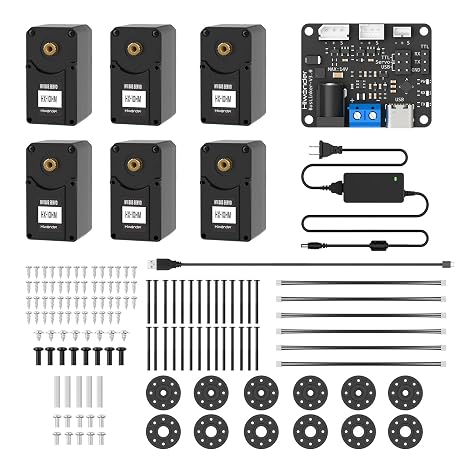 6 Pack 10KG High Torque Serial Bus Servo Motor 12V 360 Programmable Magnetic Encoder Continuous Rotation Compatible with LeRobot SO-ARM101 Industrial Digital Servo for Robotic Arm RC Car, HX-10HM