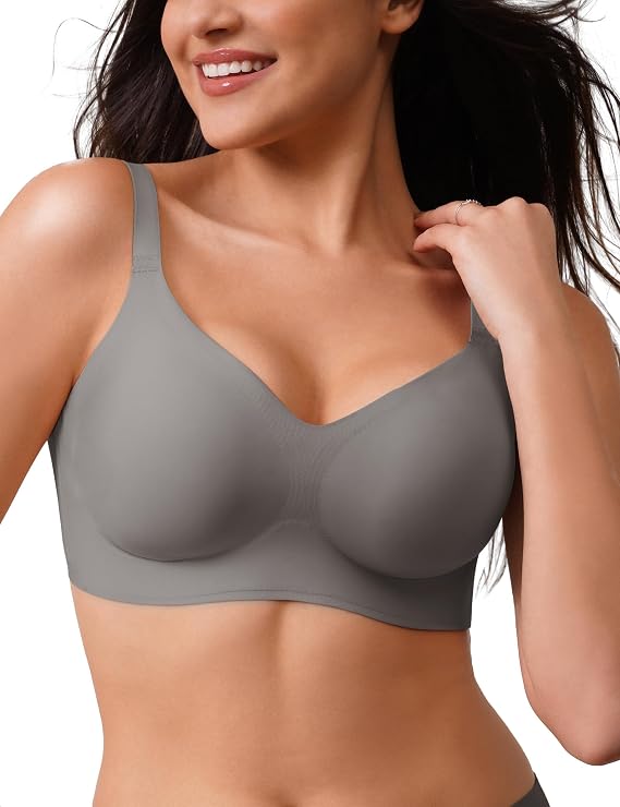 CLOSEMATE Womens Comfortable Seamless Bras No Underwire V Neck Buttery Soft Push Up Wireless Bralettes for Tshirt