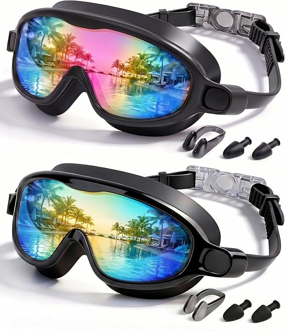 Kids Swimming Goggles 2 Pack, Anti Fog&UV Swim Goggles for Boys Girls, No Leak Pool Beach Essentials for kid 3-14