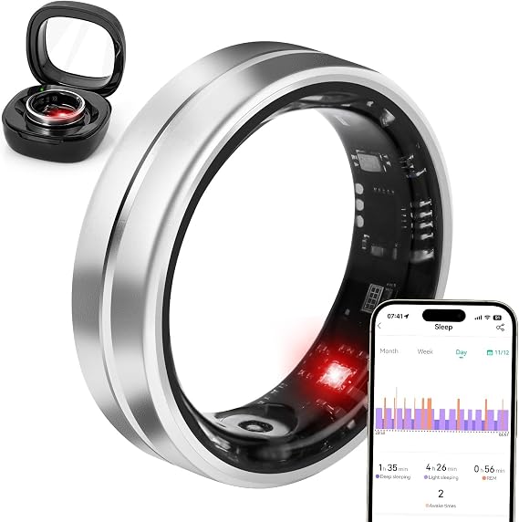 Smart Ring Fitness Tracker for Women Men - Waterproof Health Rings for Sleep Tracker, Heart and Blood Oxygen Monitor, Fitness Ring for Family Care,Step and Burned Calories Counter(9#