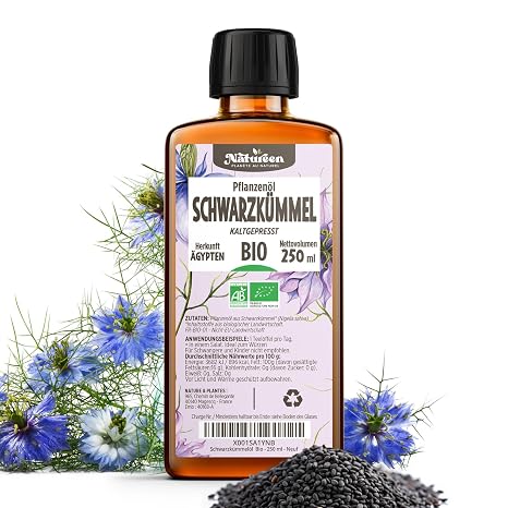 Organic Black Cumin Oil - 250 ml - 100% Organic Pure Natural & Cold Pressed Unfiltered High Thymoquinone Omega Fatty Acids Vegan No Additives