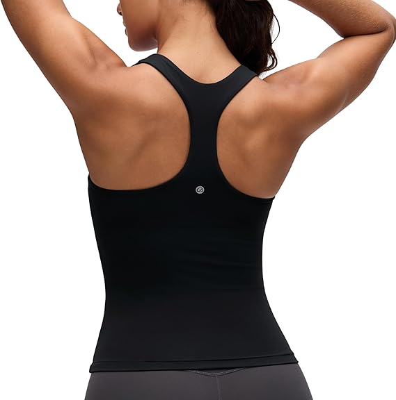 CRZ YOGA Butterluxe Racerback Tank Tops | Built in Bra, Light Support, Removable Pads, Yoga, Extremely Soft, Scoop Neck, for Women