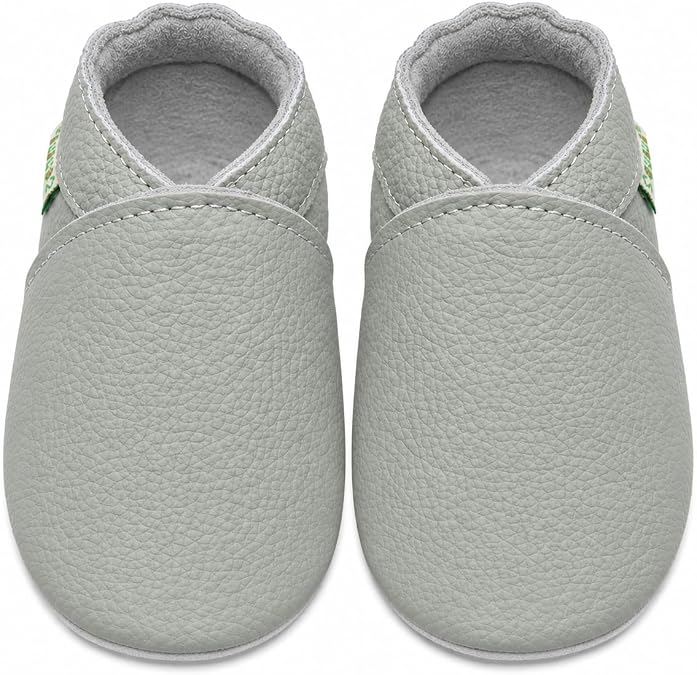SAYOYO Leather Baby Soft Sole Infant Toddler Walking Shoes | Breathable leather keeps feet dry, non-slip suede sole ensures safe steps, elastic ankle stays put,stylish for 0-36 M