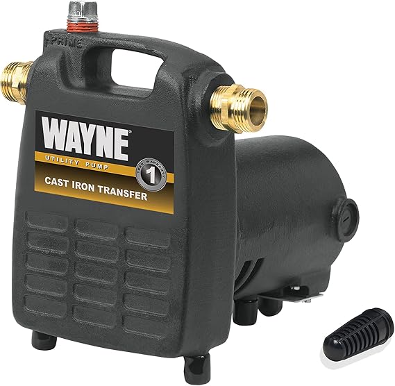 WAYNE PC4 1/2 HP Cast Iron Multi-Purpose Transfer Pump Non-Submersible Utility Water Pump with Suction Strainer, Model 55832