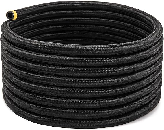 3/8 Inch 6AN Braided Fuel Line Hose, 20FT Nylon Fuel Hose