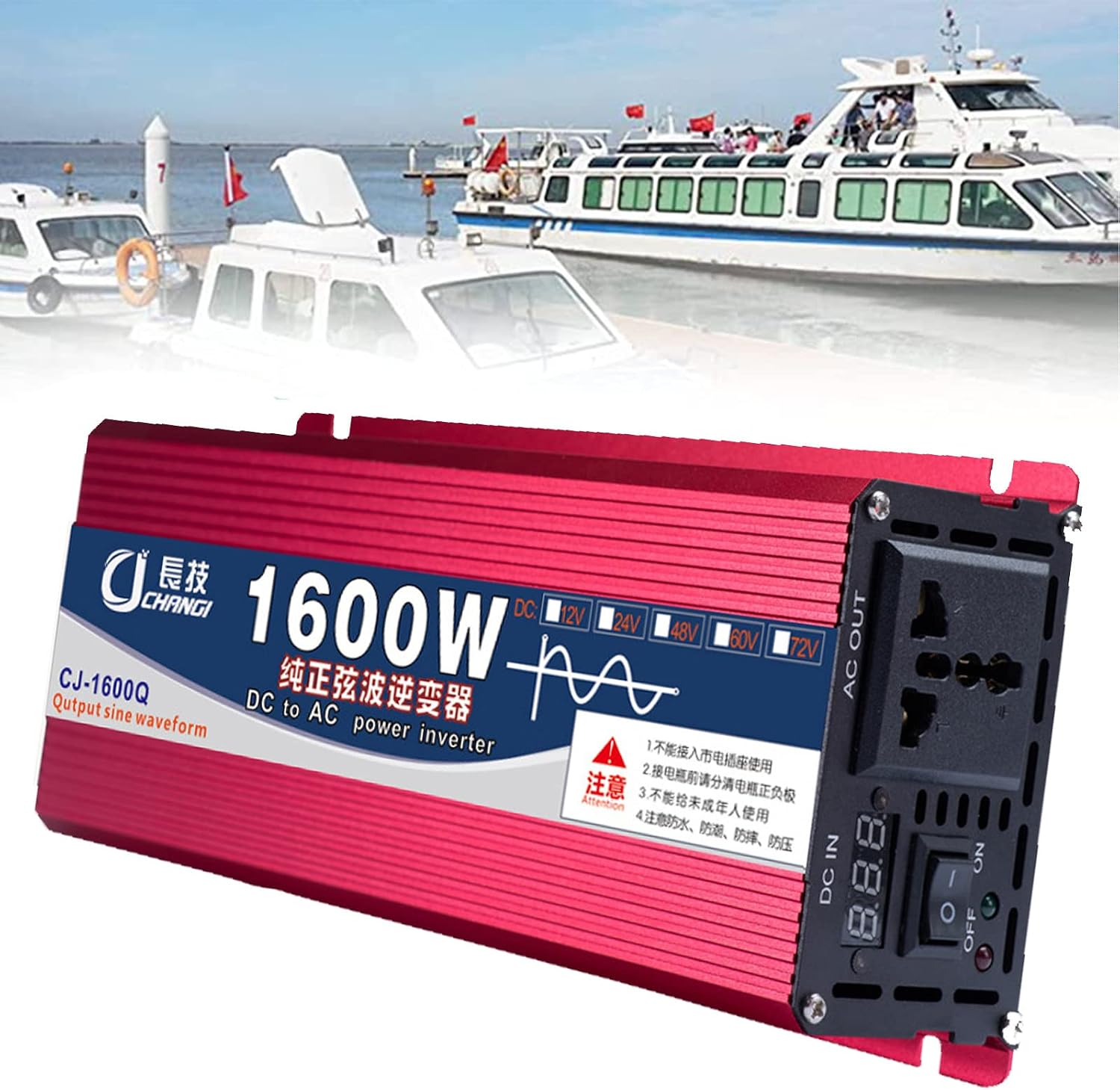 Power Inverter 1600W2200W3000W Dc 12V24V48V60V to AC 110V220V Portable Car Inverter, with LCD DisplayOutlets, for Rv Truck Car Boat CampingTravel,12V-3000W