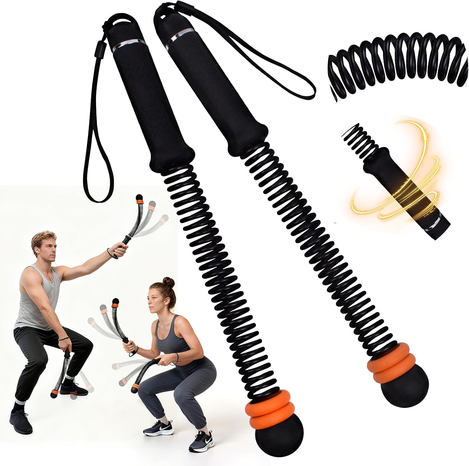 Ropeless Battle Rope with Adjustable Weights, Portable Silent Home Workout Equipment for Full Body Toning, Fat Burning & Cardio, Strength Training Gym Equipment for Arms, Core, Butt (Black)