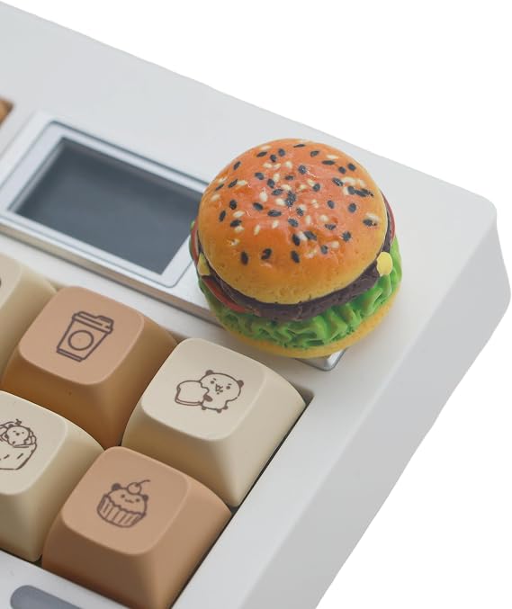 Rotary Knob for Gaming Mechanical Keyboard,Cute 3D Hamburger Custom Knob,Handmade Resin Rotary Knob Suitable for GMK67/GMK87/GMK104/L98/F99 Pro/F75 (Pro),etc (Humburger)