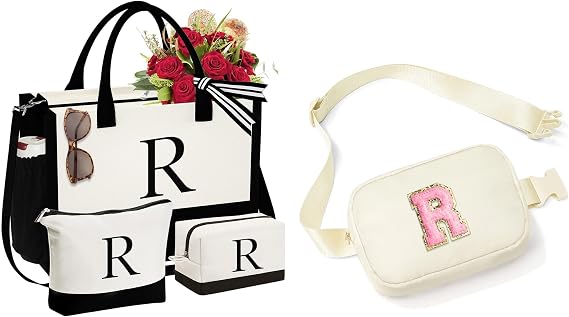 YOOLIFE Initial Tote Bag and Initial Crossbody Bag