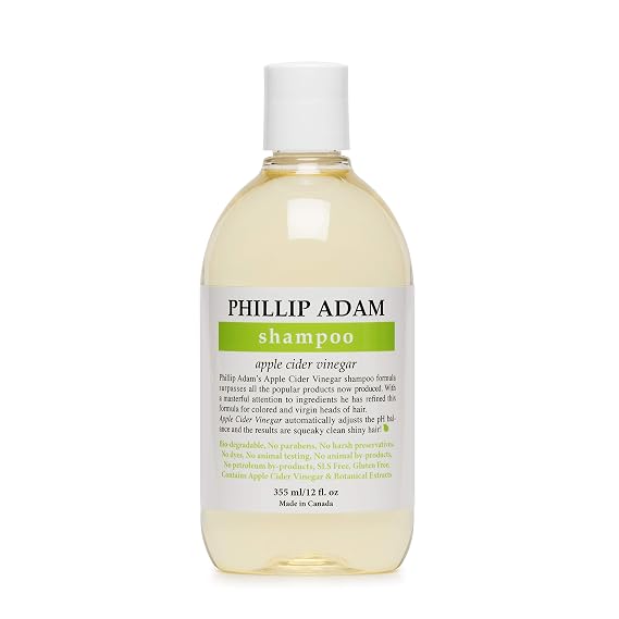 Phillip Adam Apple Cider Vinegar Shampoo for Shiny Hair - Sulfate Free and Paraben Free - Original Green Apple Scent - 12 Ounce