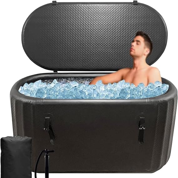 Therapy Ice Bath Tub,118-Gallon Portable Inflatable Cold Plunge Tub with Insulated Lid,Compatible with Water Chiller, Freestanding Cold Water Pod,for Cold Therapy(135)