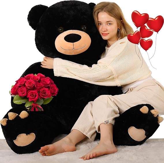 Tezituor 59in Big Teddy Bear Stuffed Animal,Giant Black Bear Stuffed Animal