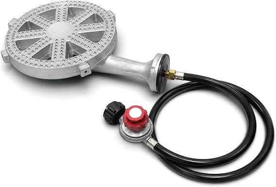 GasOne Propane Burner Banjo High Pressure 10 in Heavy Duty Burner Head Set with 0-20 PSI Regulator and Hose