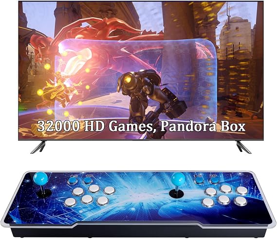 32000 Game 3D Pandora Box Arcade Console Retro Video Game Machine for TV, 1280x720 HD Output, Search, Save, Hide, Pause Function, 1-4 Players