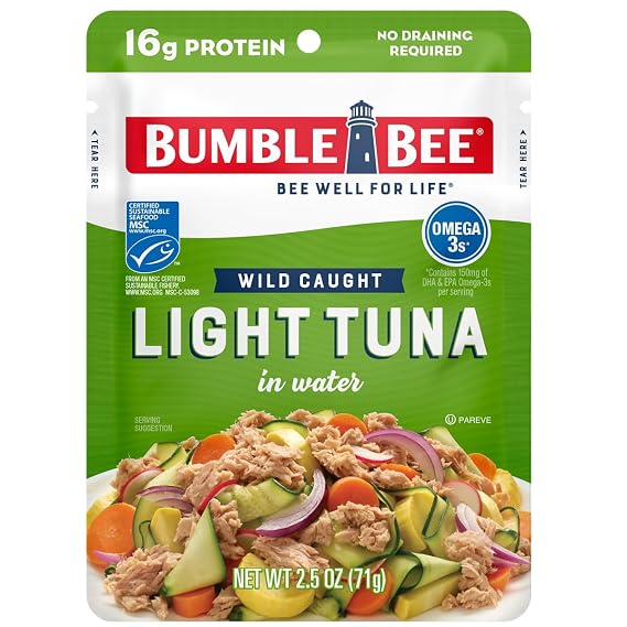 Bumble Bee Chunk Light Tuna in Water, 2.5 oz Pouch