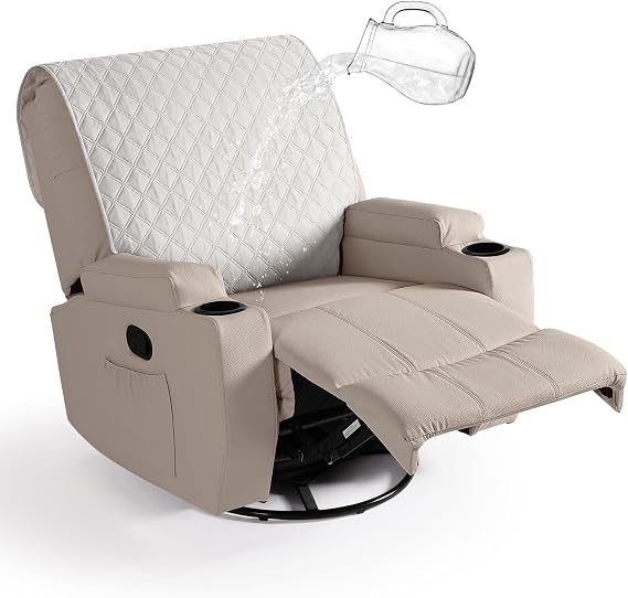 Ruoazz Waterproof Recliner Back Cover, Non-Slip Chair Covers, Beige