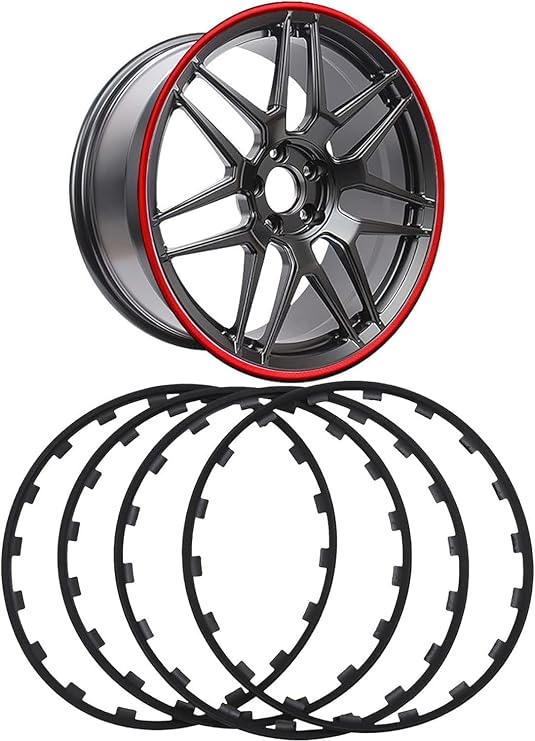 Wheel Protector Rim Protection Ring,Automotive Rims Guard,Four Piece Alloy Rim Protectors,Universal 16-21 Inch Tire Guard Decor, Nylon Anti-Scratch Strip(Blue,17in) (Size:16 inches,Color:black)