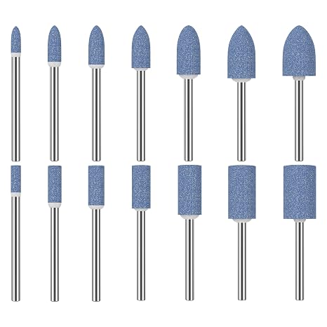 HUHAO 14Pcs Sanding Bits for Rotary Tools Accessories Sets,Sanding Bits Kit wiht 1/8 inch Shank, Abrasive Stone Mounted Grinding Point Sharpening Bits for Plastic Wood Metal Grinding Polishing
