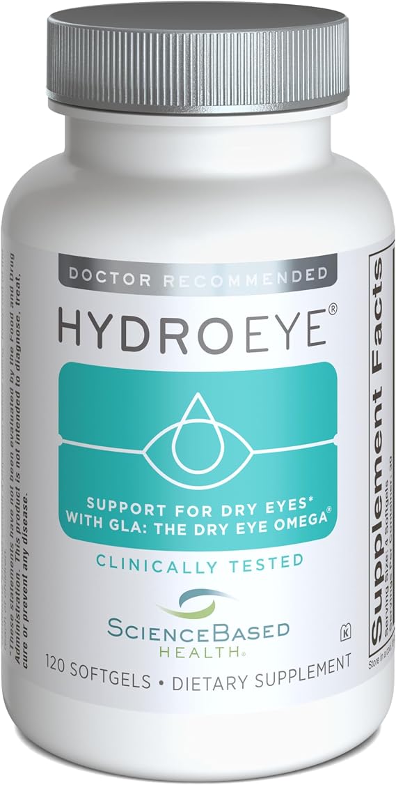 HydroEye Dry Eye Supplement, Clinically Tested, GLA & Omega3s - 120 Count