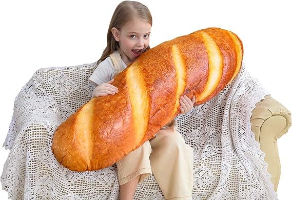 Wepop 24 in 3D Simulation Bread Shape Pillow Soft Lumbar Baguette Plush