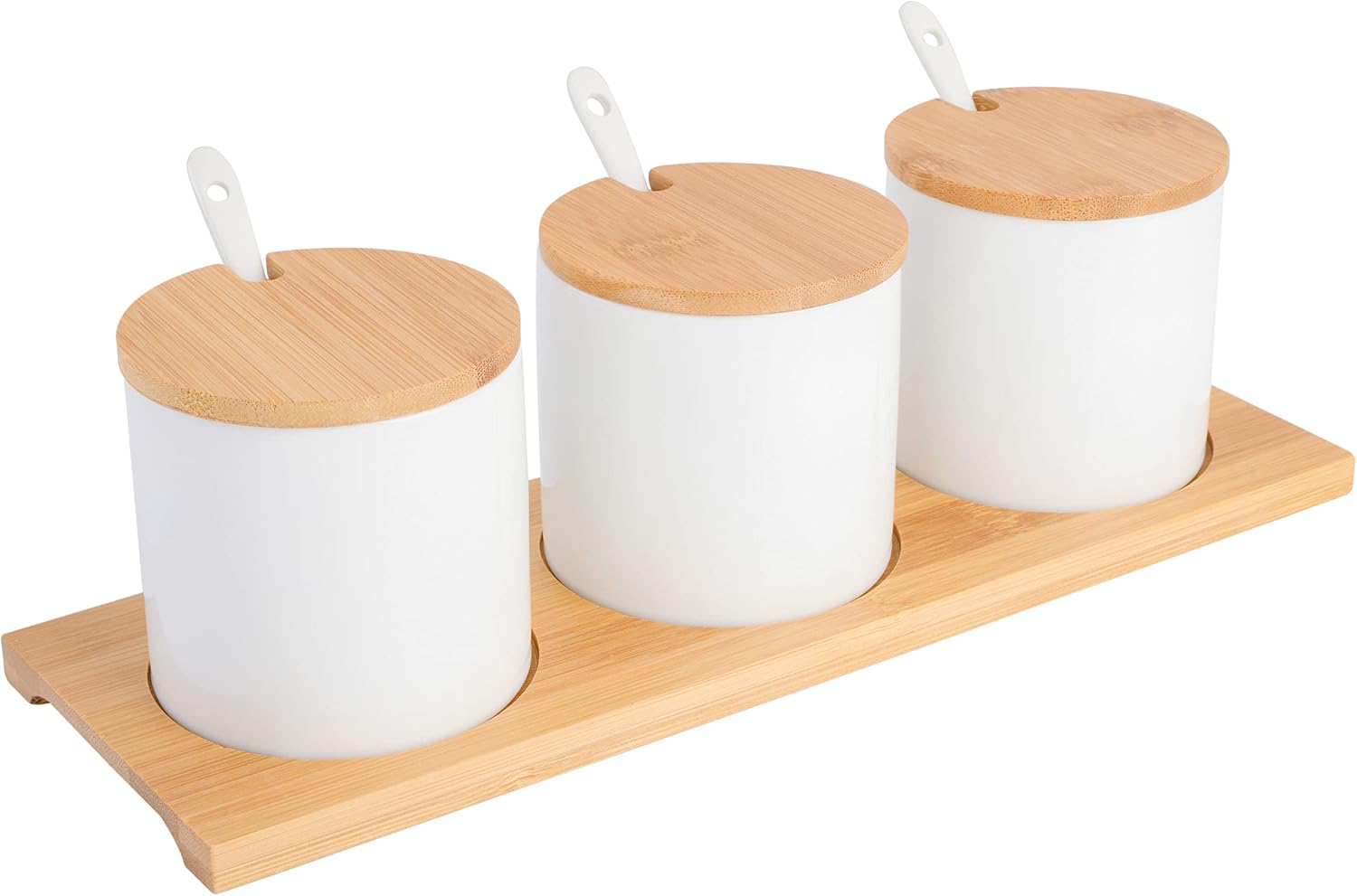 Gibson Home Gracious Dining Dinnerware, 10pc Condiment Jars wSpoons, White