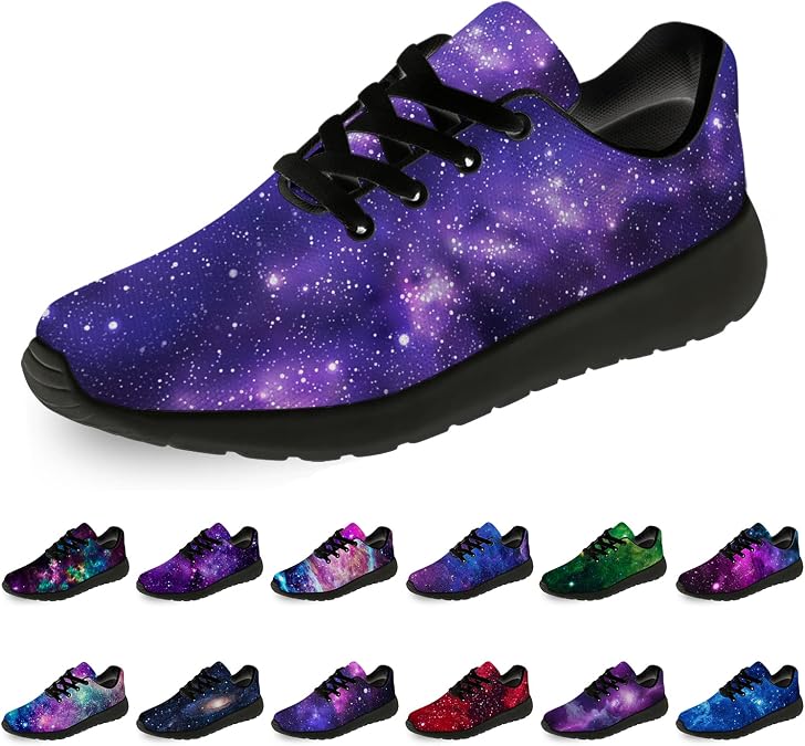 horethy Galaxy Shoes for Women Men Running Shoes Womens Mens Breathable Walking Tennis Sneakers Cosmic Shoes Gifts