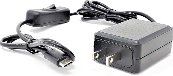 MICRO CONNECTORS, Inc. USB-C 5V/3A Ul Power Adapter with On/Off Switch for Raspberry Pi 4 (RAS-PWR13-PI) Black