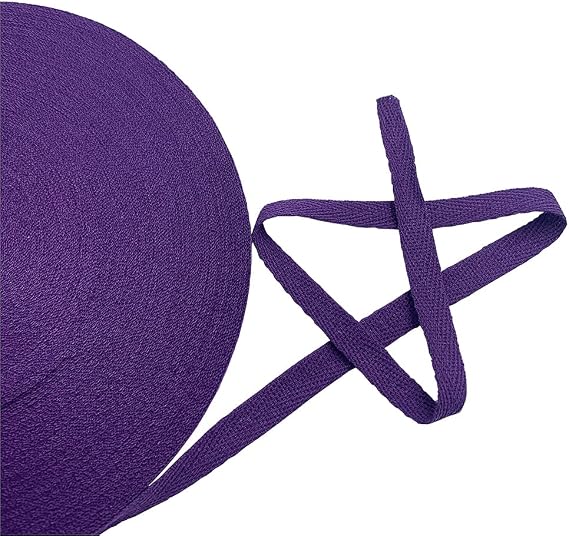 10mm Belting Webbing Twill Tape Ribbon Herringbone Natural Cotton Webbing 15 Yard (Purple, 10mm)