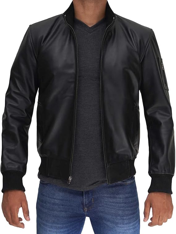 Decrum Men's Negan/Police Style Motorcycle Leather Jacket