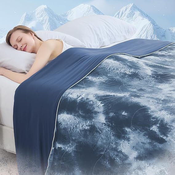 Cooling Comforter Twin Size, Double Sided Cooling Blankets for Hot Sleepers, Soft Breathable Lightweight Summer Cooling Comforter for Night Sweats Absorbs Body HEA