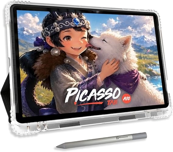 PicassoTab 10" Standalone Drawing Tablet, No Computer Needed, Portable, A10 | 6 Bonus Items, Paper-Like Laminated Screen, 4096 Level Pen, Octa-core, 6GB+128GB, Made for Beginners, Tutorials Included