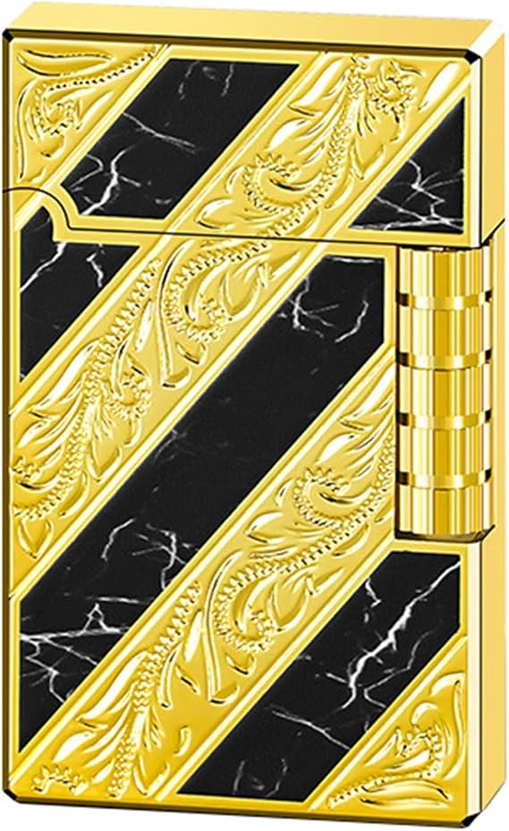 Metal Lighter, Traditional Soft Flame Butane Lighter, Embossed Design, Side Wheel Frosted Lighter, refillable Butane Lighter, Suitable for Outdoor, Camping, Men's Gift(A)
