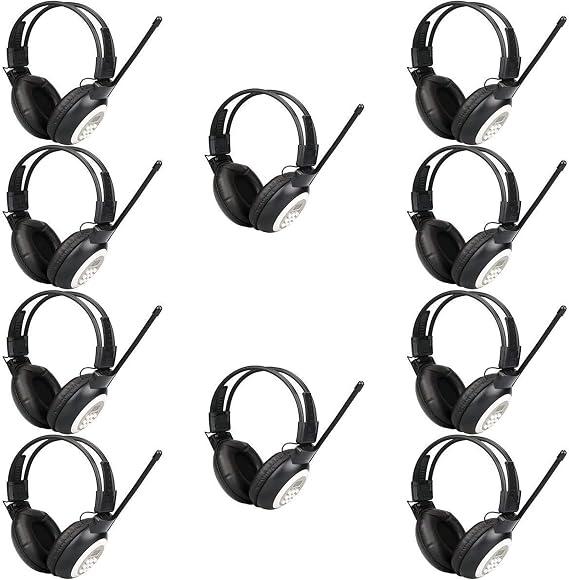 Retekess TR101 FM Headphone Radio,Hearing Test Headphones (10 Packs) | for School,Travel,Conferences,Training, 3.5MM AUX Jack, Phone/Computers/Tablets Compatible
