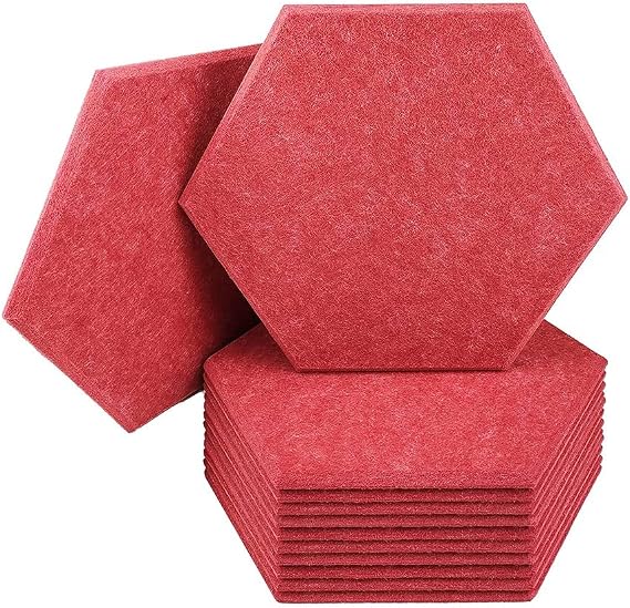 Hexagon Acoustic Foam Panels, 10 Pack or 43 Pack Sound Proof Padding Soundproofing Absorption Panel, 12'' X 10'' X 0.35'' High Density Beveled Edge Wall Tiles for Acoustic Treatment