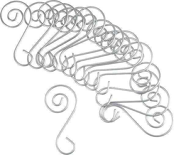 Christmas Tree Ornament S-Hooks, Elegant Party Decoration Hangers, Set of 50
